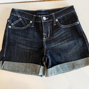 Rock & Republic Womens Bumpershoot Denim Jean Shorts Raw Edge Size 2 STRETCH